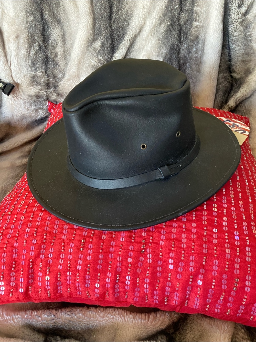 Genuine Leather Black Unisex Wilson’s Leather Hat NWT Made in USA 🇺🇸